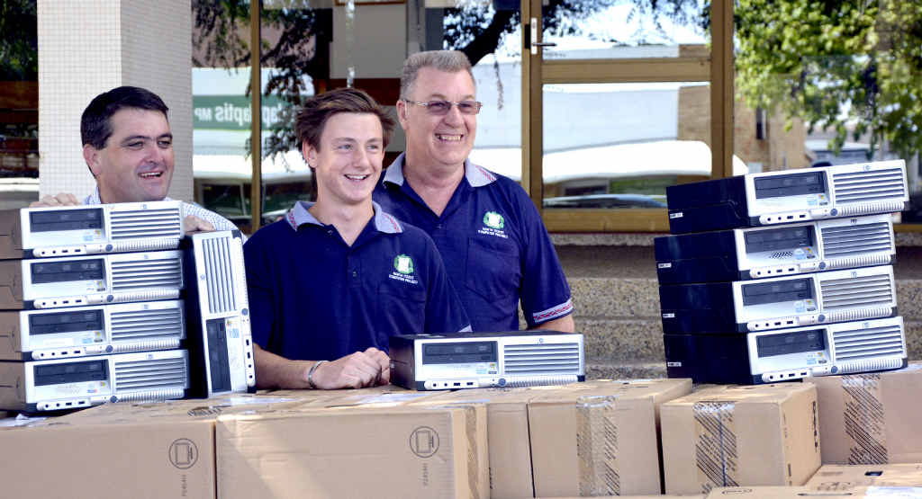 RECYCLING MATTERS: Clarence Valley Mayor Richie Williamson, North Coast Computer Project members and TAFE student Thomas Billett, and NCCP manager Bernie Francis, at the donation of 132 surplus Clarence Valley Council computers. RECYCLING MATTERS: Clarence Valley Mayor Richie Williamson, North Coast Computer Project members and TAFE student Thomas Billett, and NCCP manager Bernie Francis, at the donation of 132 surplus Clarence Valley Council computers.